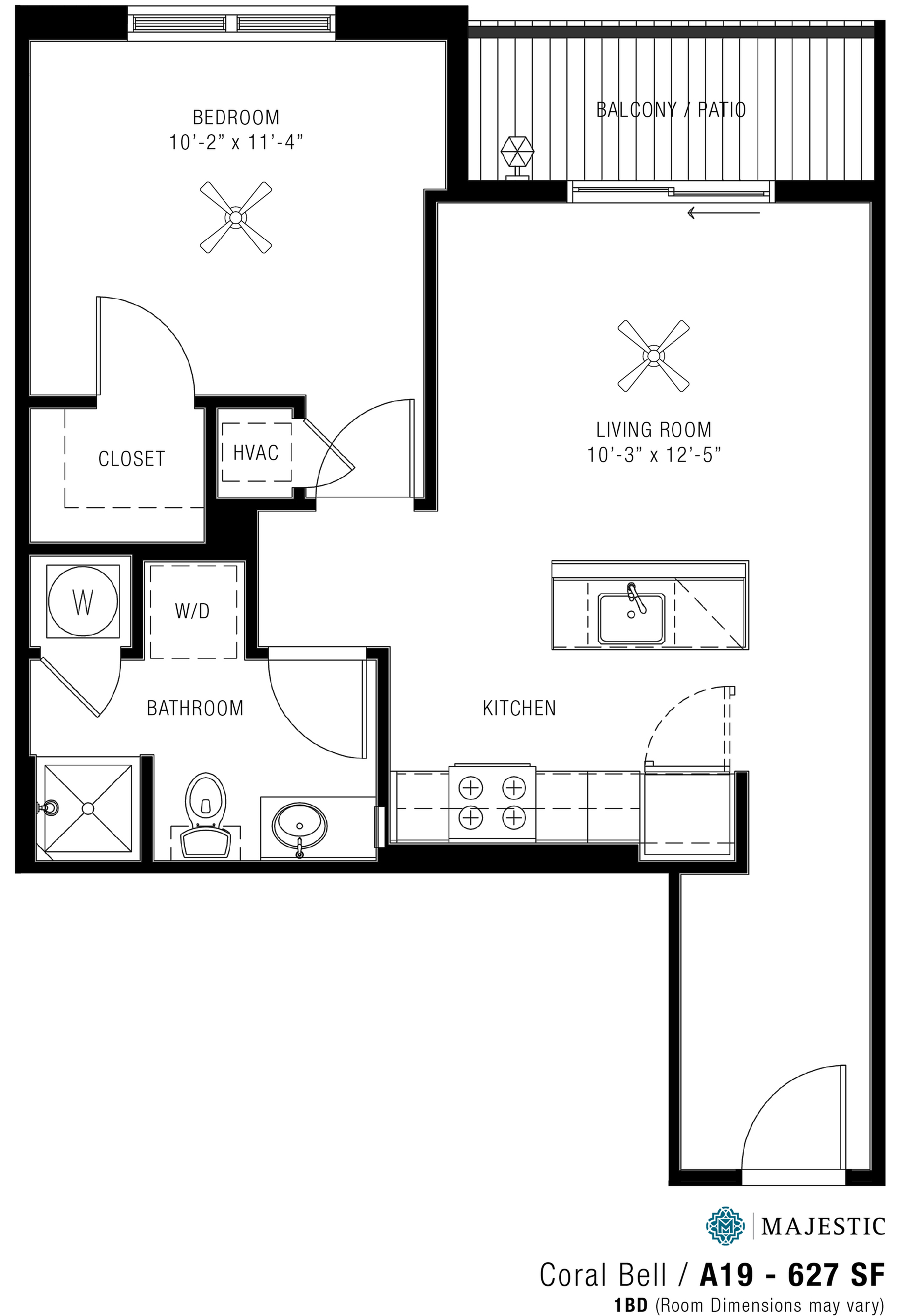 One Bedroom Floorplan | Majestic 2