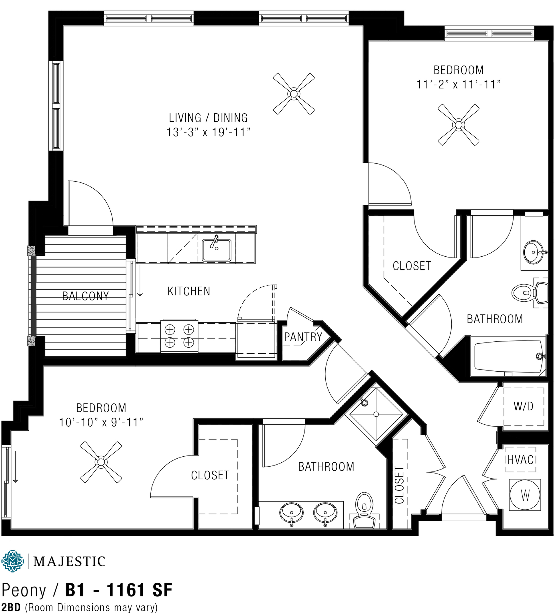 Spacious Two Bedroom Apartments | Majestic 4