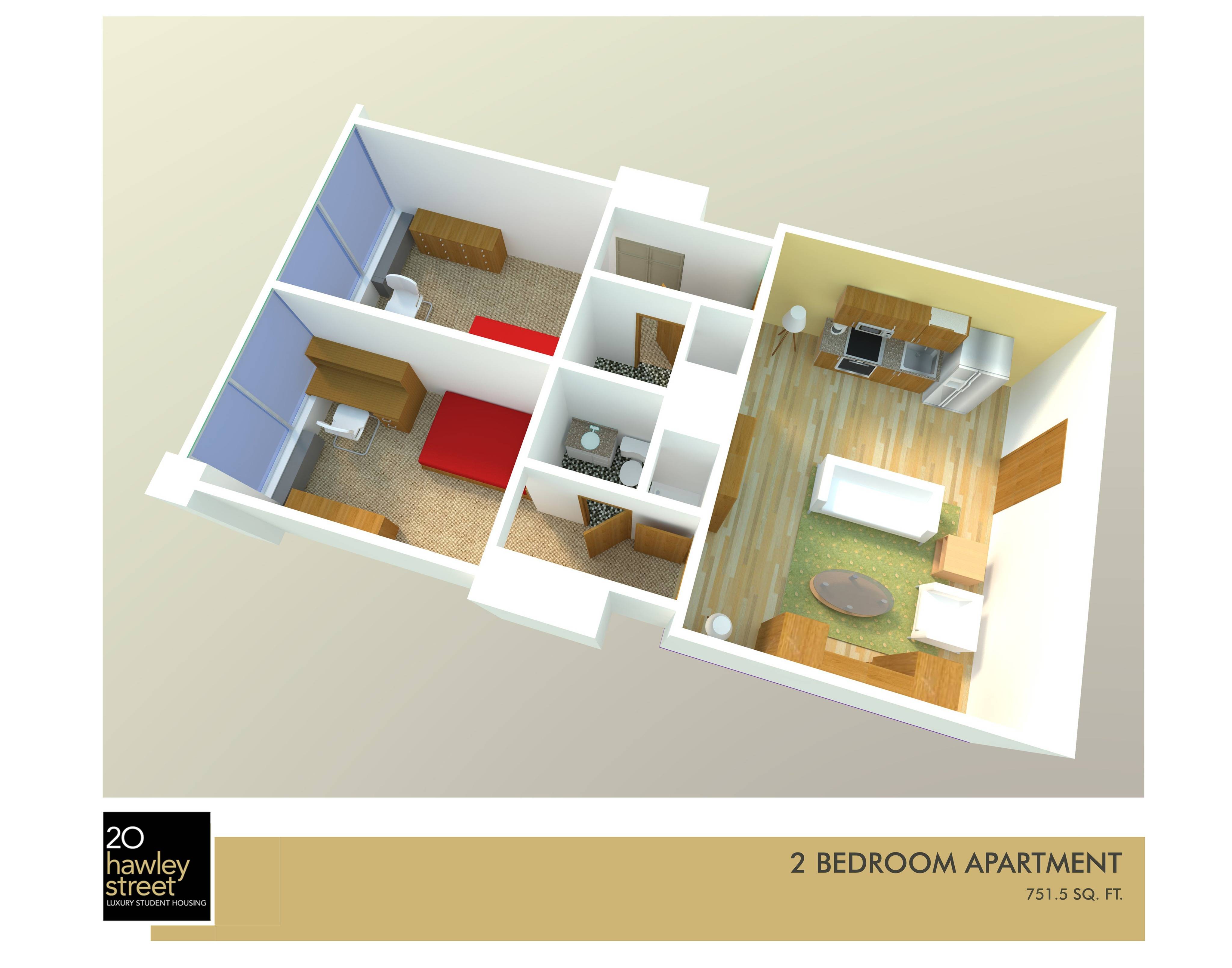 2 bedroom / 2 bathroom
