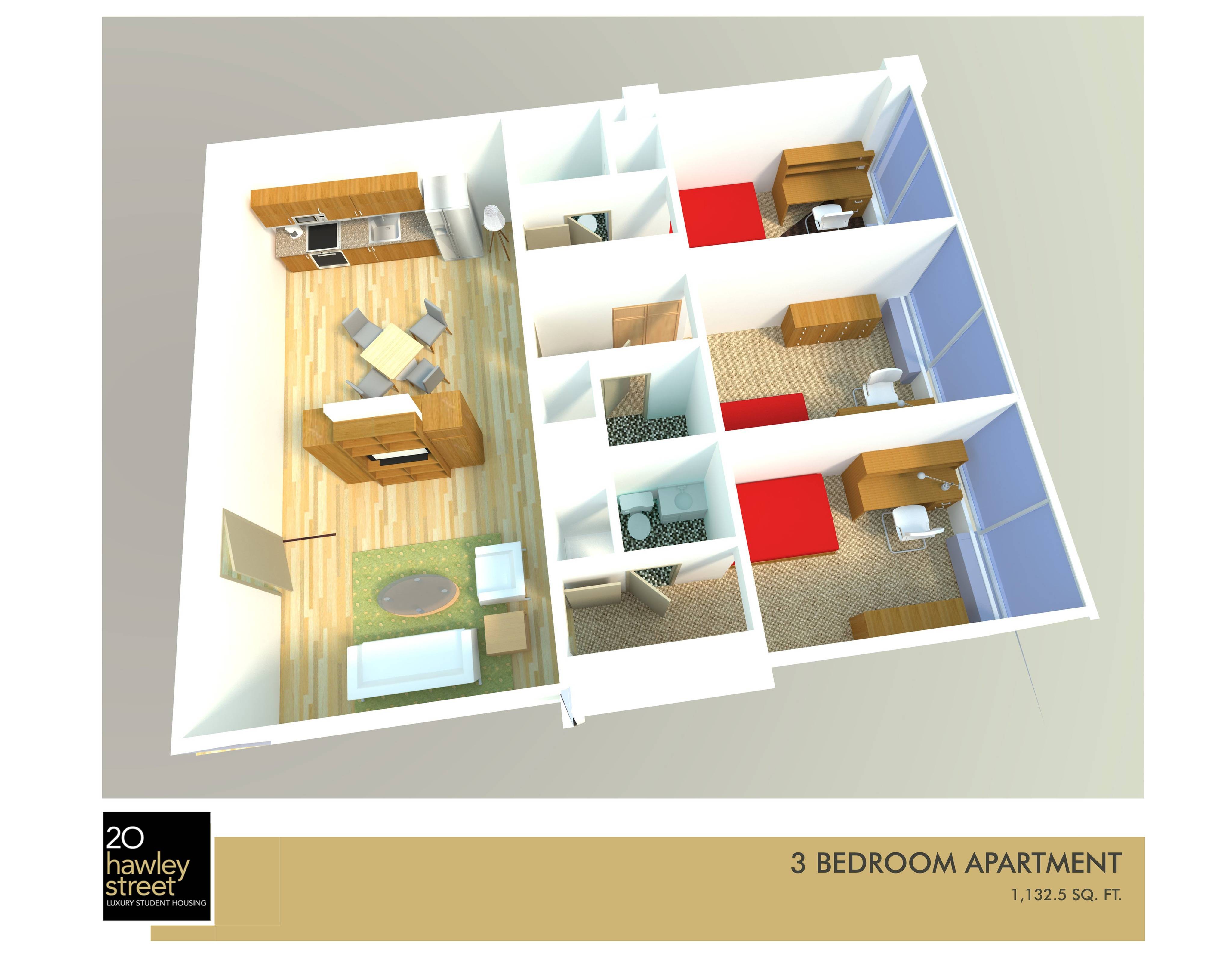 3 bedroom / 3 bathroom