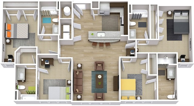 5 4 3 2 and 1 Bedroom Apartments The Indy