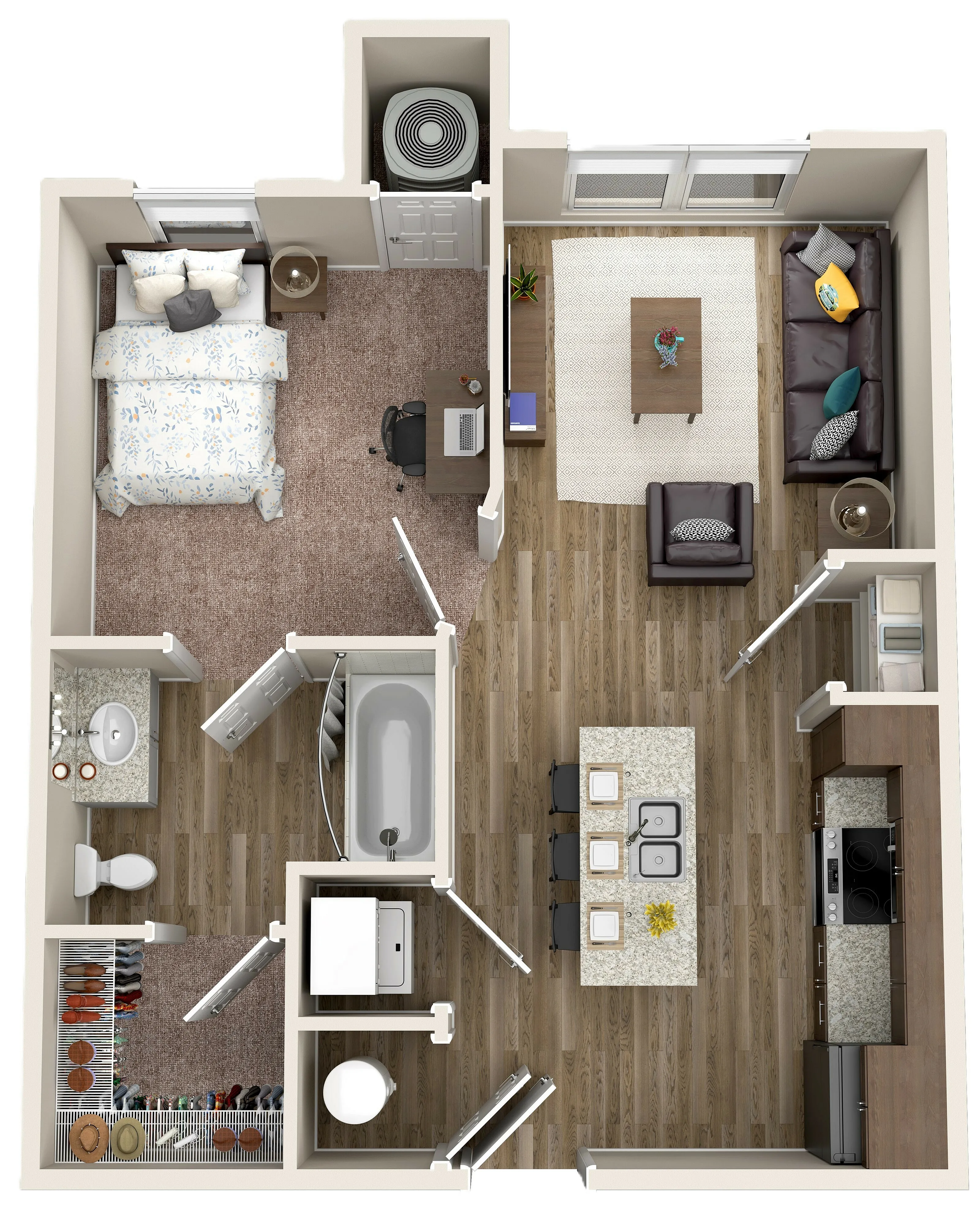 1BR/1BA floor plan