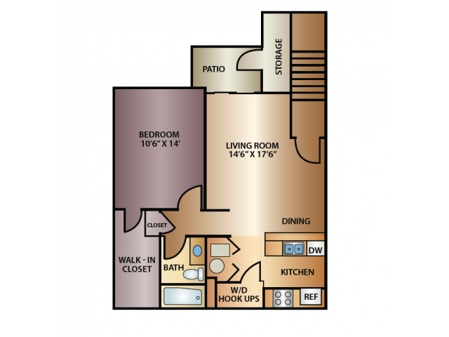 Bay 1 Bed Floor Plan | Thorneberry | Pleasant Grove UT Apartments