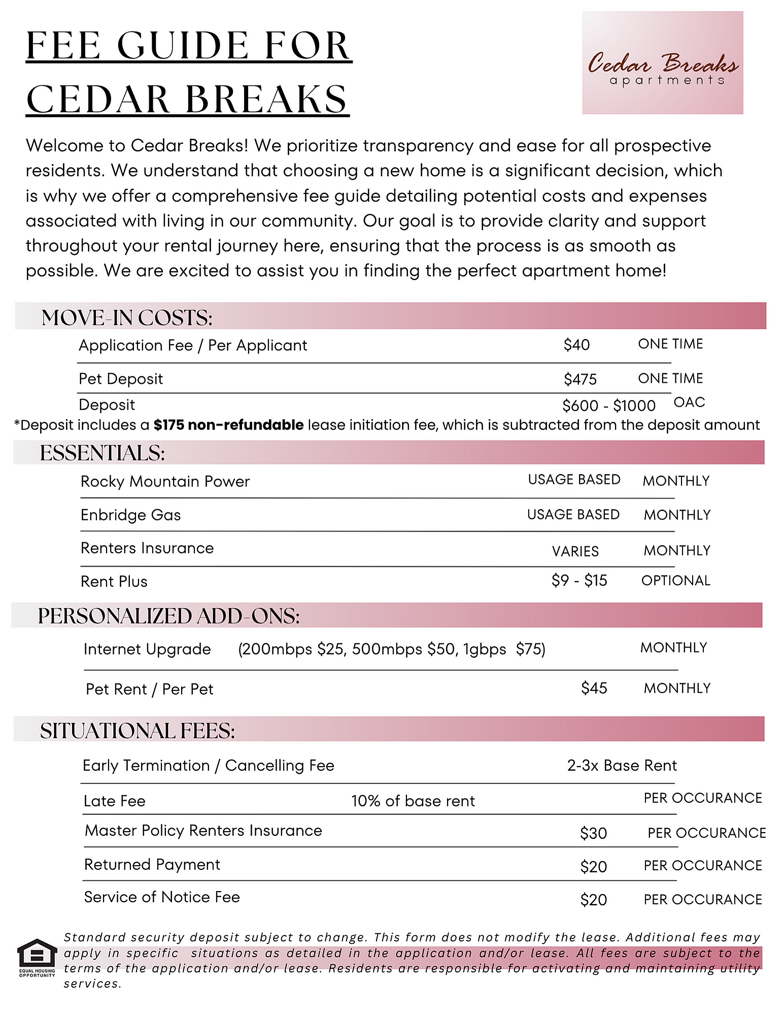 Cedar Breaks - Fee Guide
