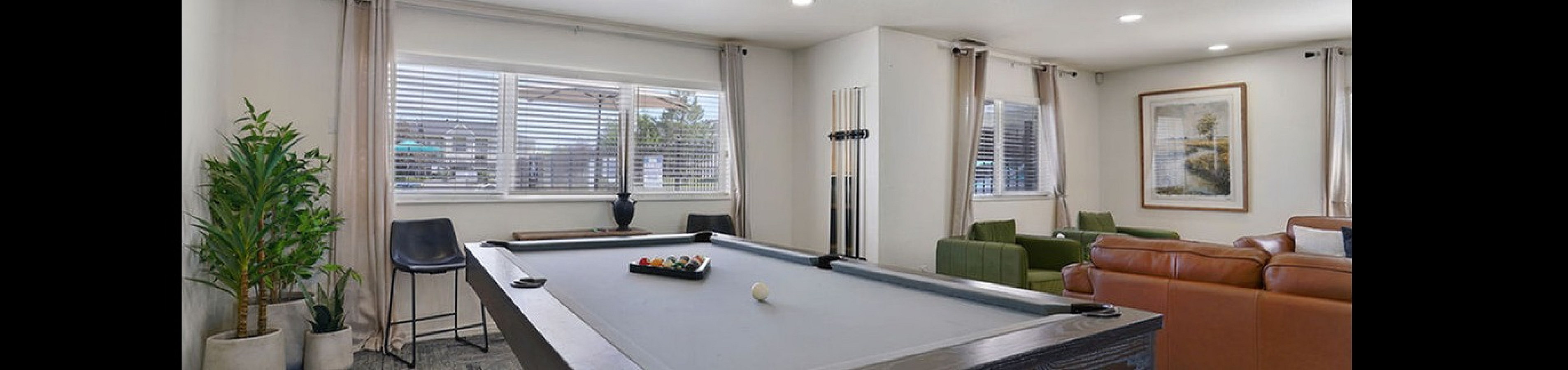 Spacious Game Room with Pool Table