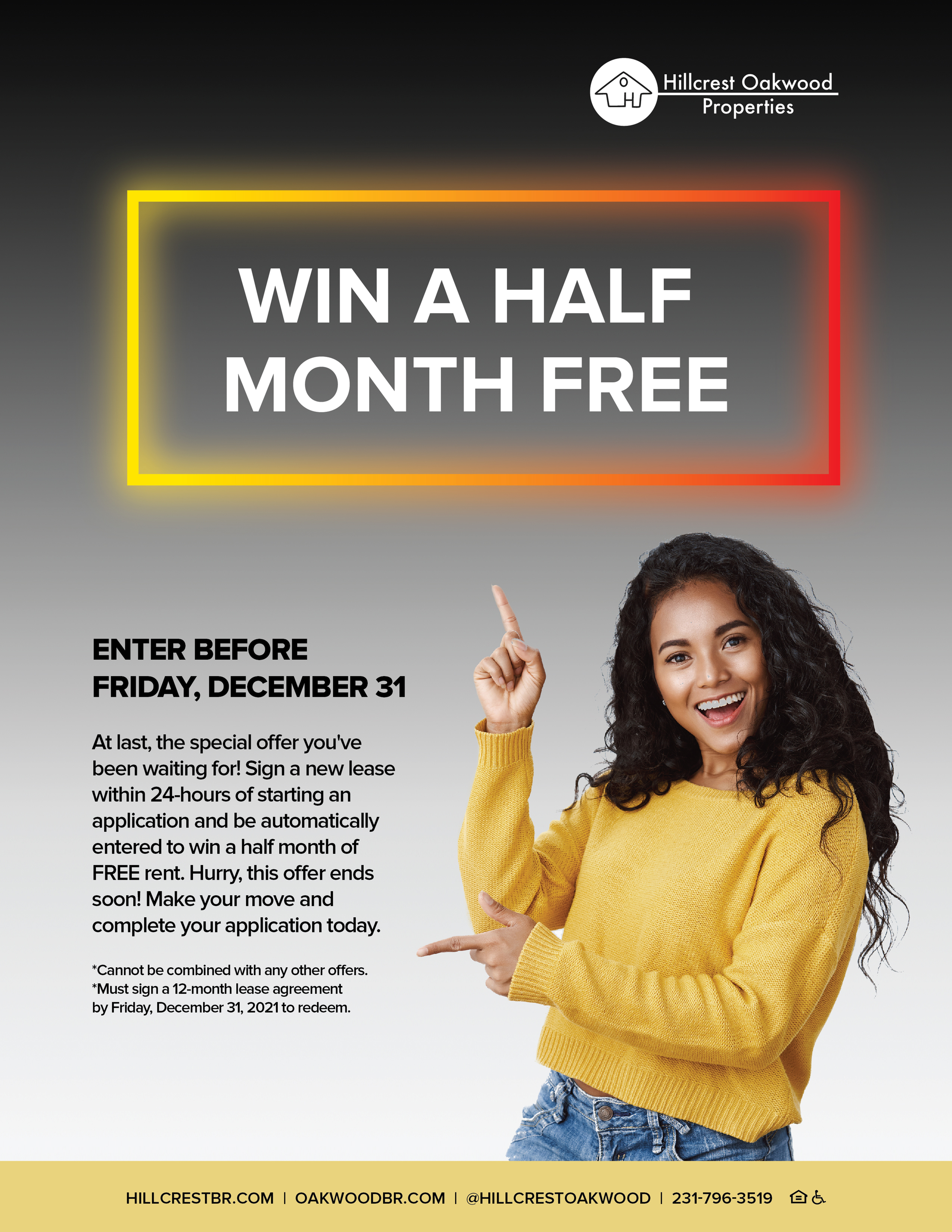Free April Rent Sign Today, Win FREE Rent! Deal Ends December 31