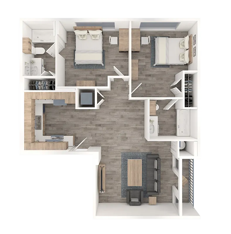 Sparq on Rio Guadalupe 2x2 San Antonio Floor Plan Image