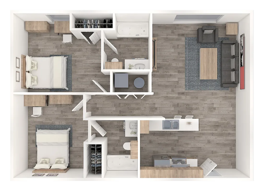 Sparq on Rio Salado 2x2 Floor Plan Image