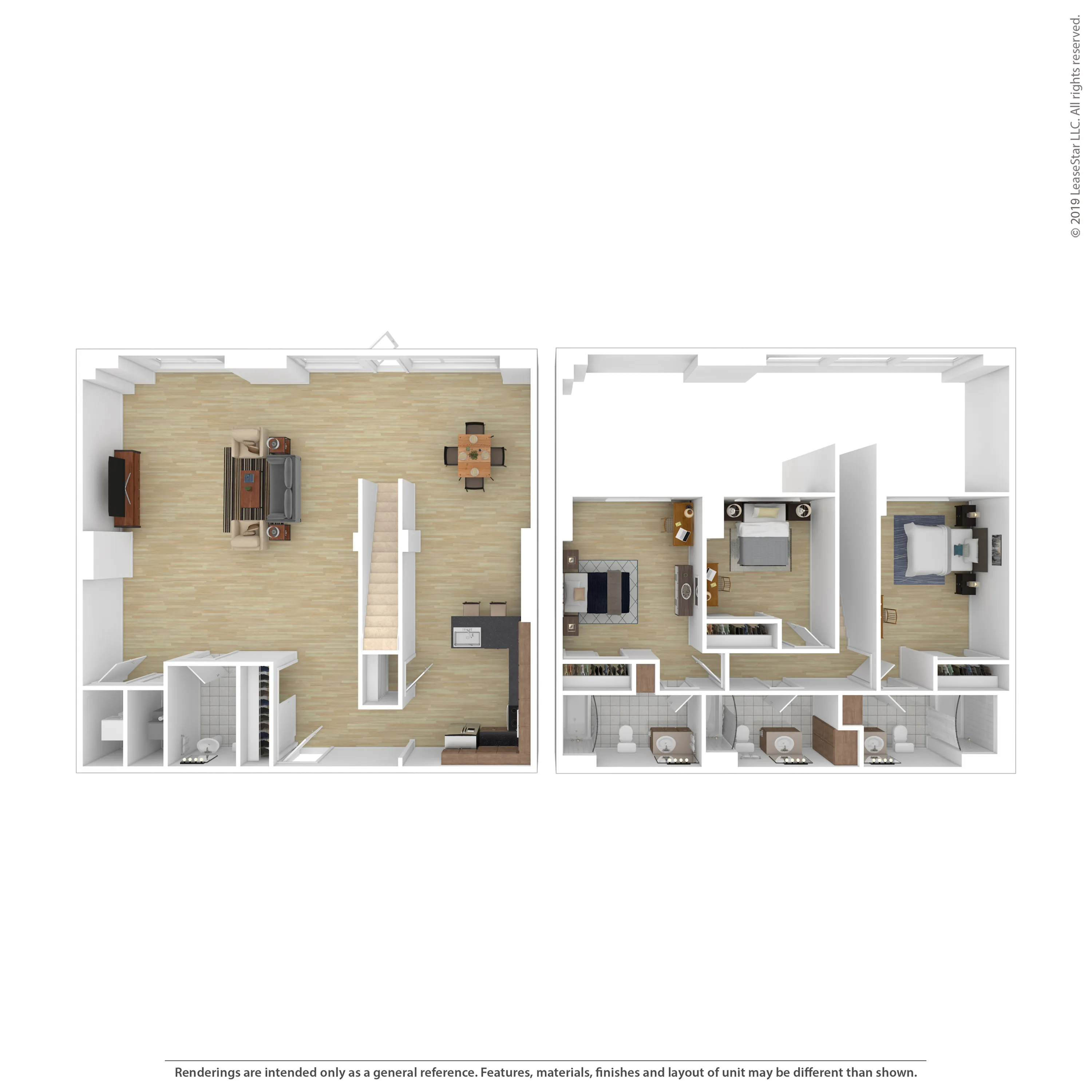 3 Bedroom Floor Plan | Off Campus Housing | Vie at University Towers