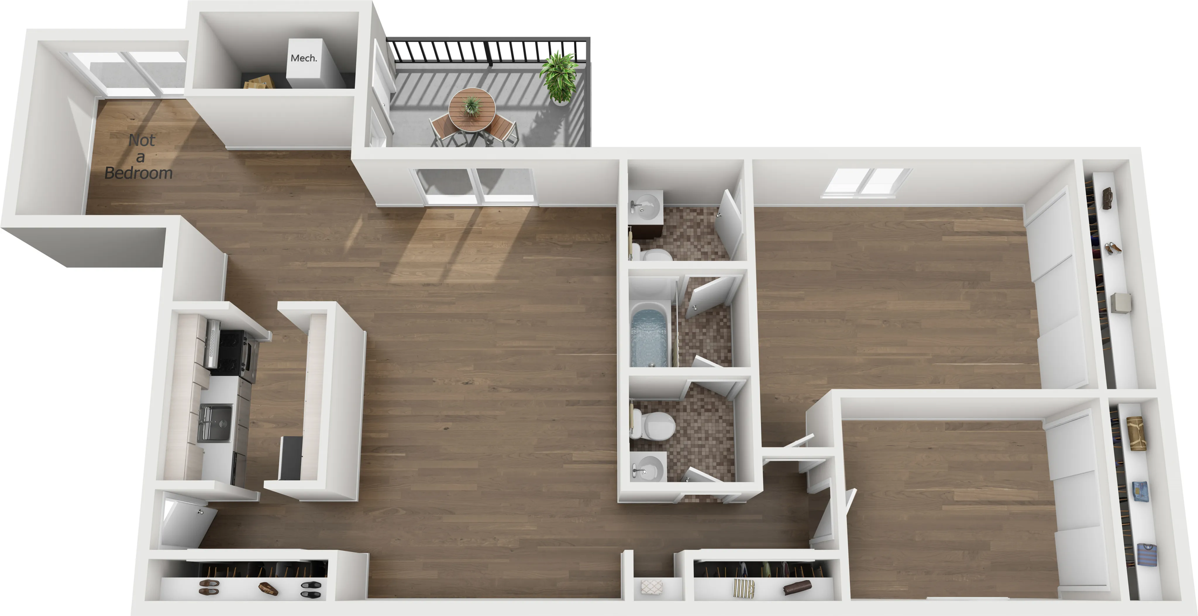 2 bedroom with den floorplan