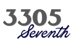 Elegant logo design featuring '3305 Seventh' in stylized modern typography.