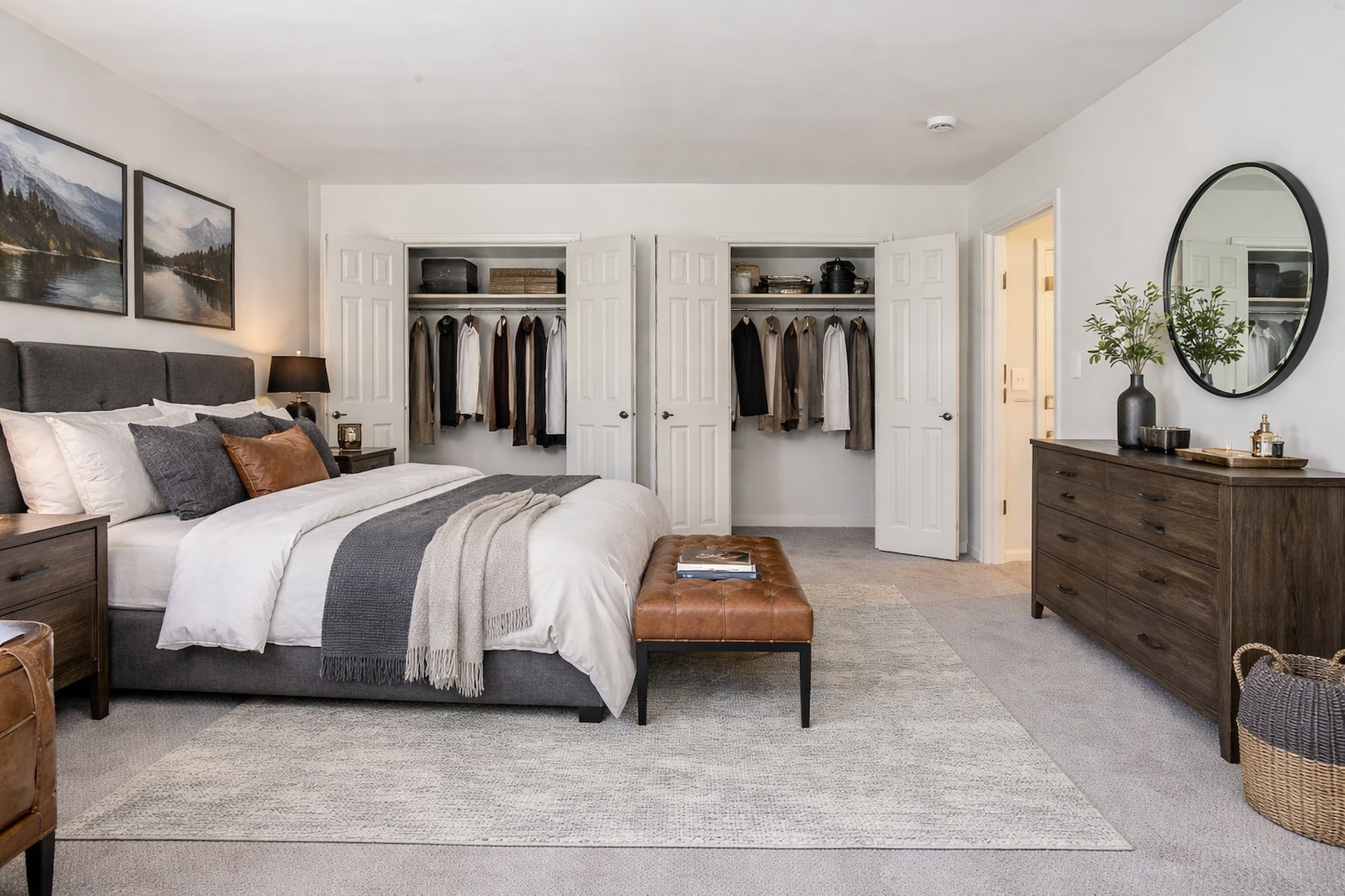 Bedroom with two closets