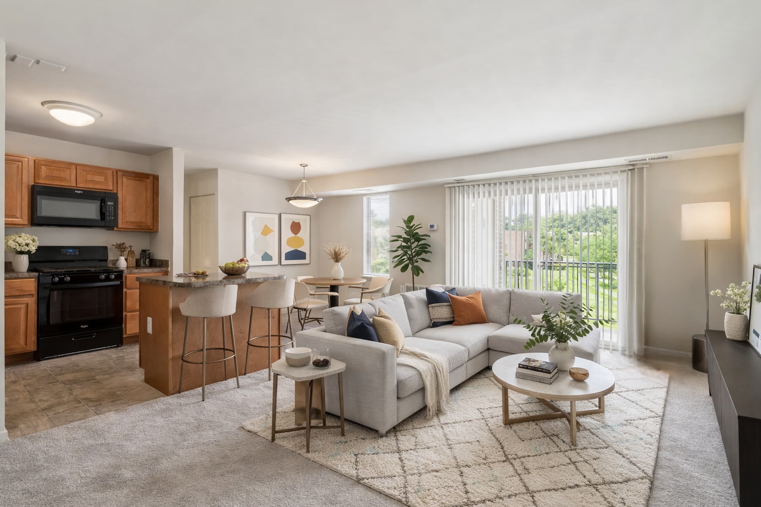 Open-concept living and dining