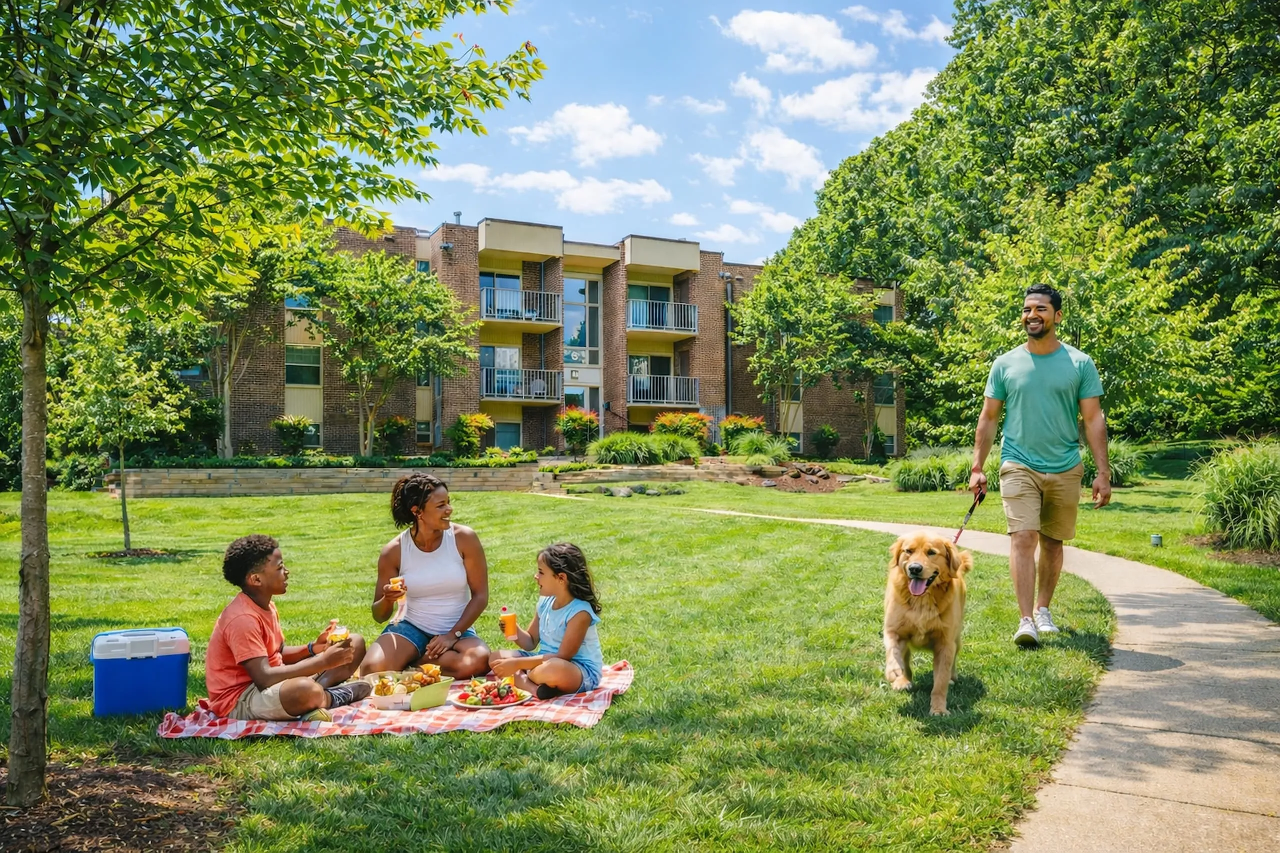 Picnic on lawn