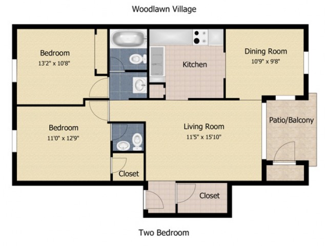 2 Bedroom 1.5 Bath Apartment