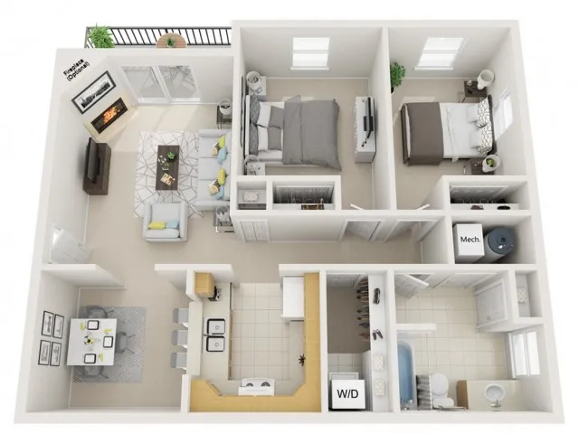 2 bedroom 1 bath 960sq ft
