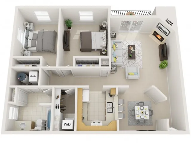 2 bedroom 1bath Deluxe 1000sq ft