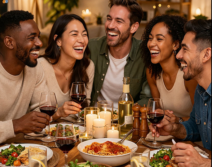 Friends Enjoying Dinner
