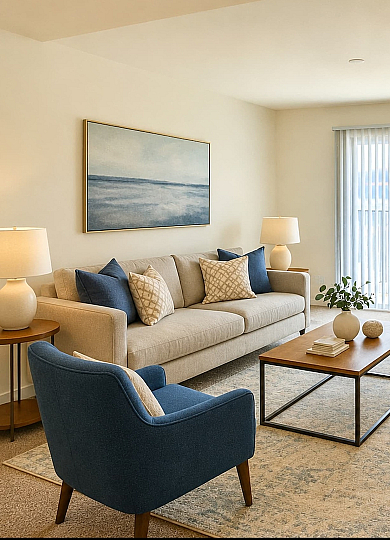 living room with fireplace