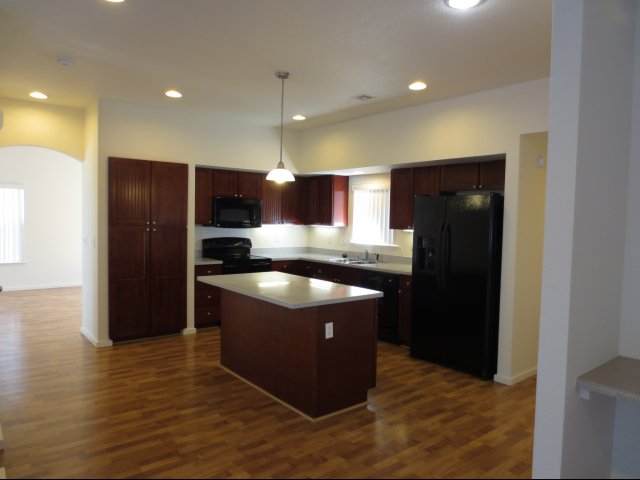 5-bedroom single family home in AMR, kitchen with ample storage and black appliances