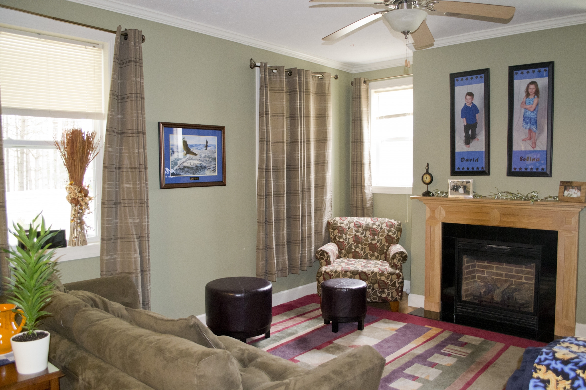 Living Room with Gas Fire Place | Military Housing Fort Drum