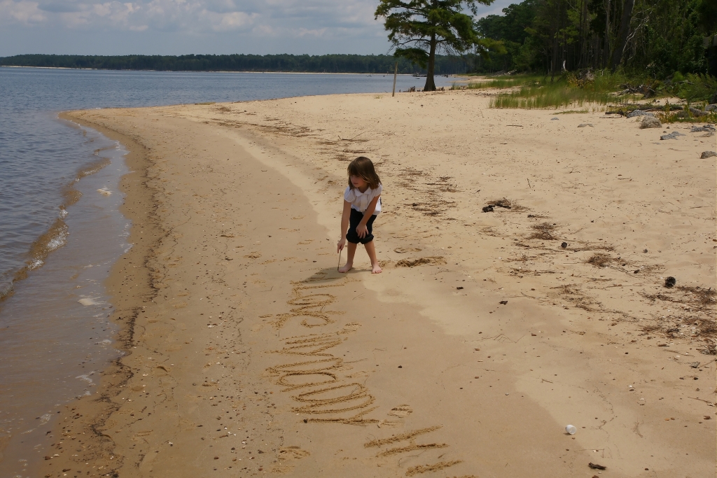 Writing Name in the Sand | Kid Walking on the Beach | Havelock NC Beaches