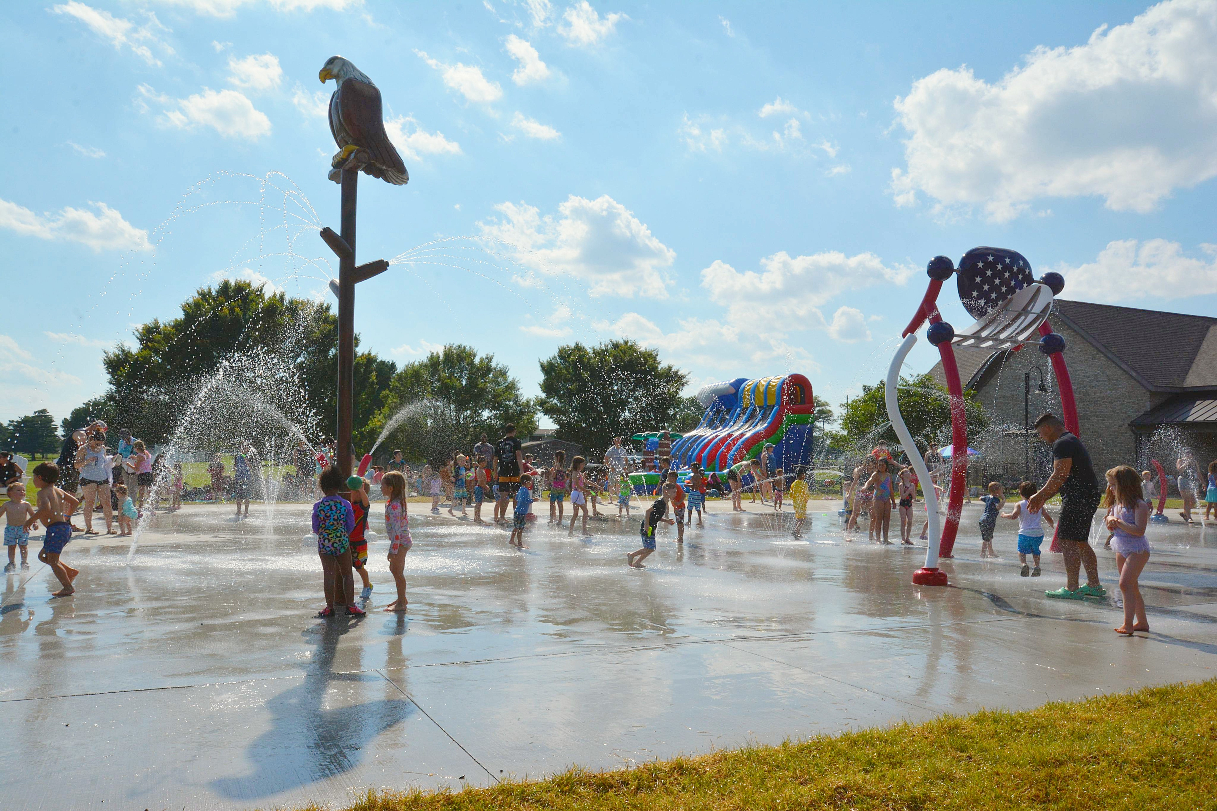 Children Playing at Splash Parks near Campbell Crossing