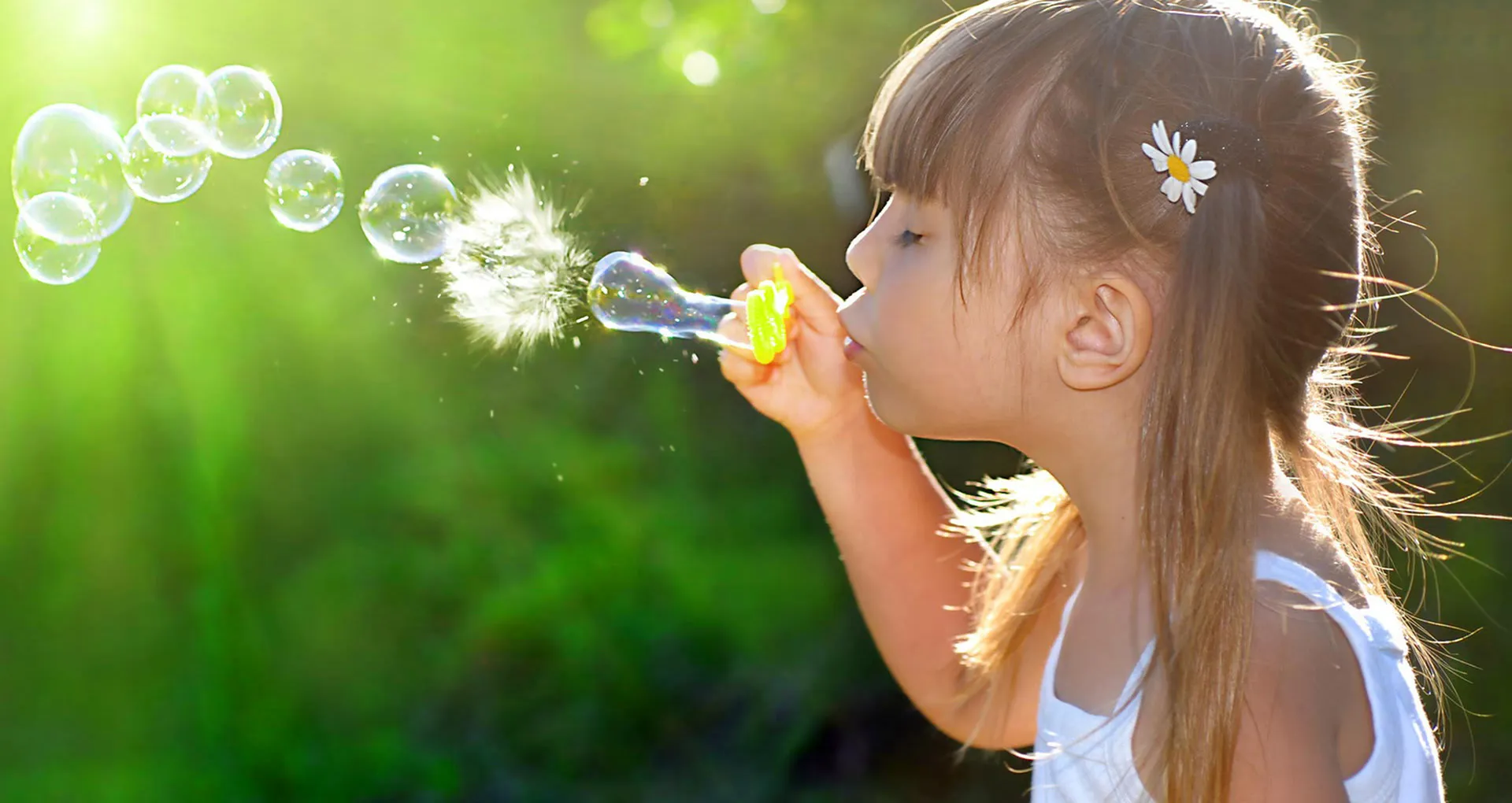 Girl blowing bubbles