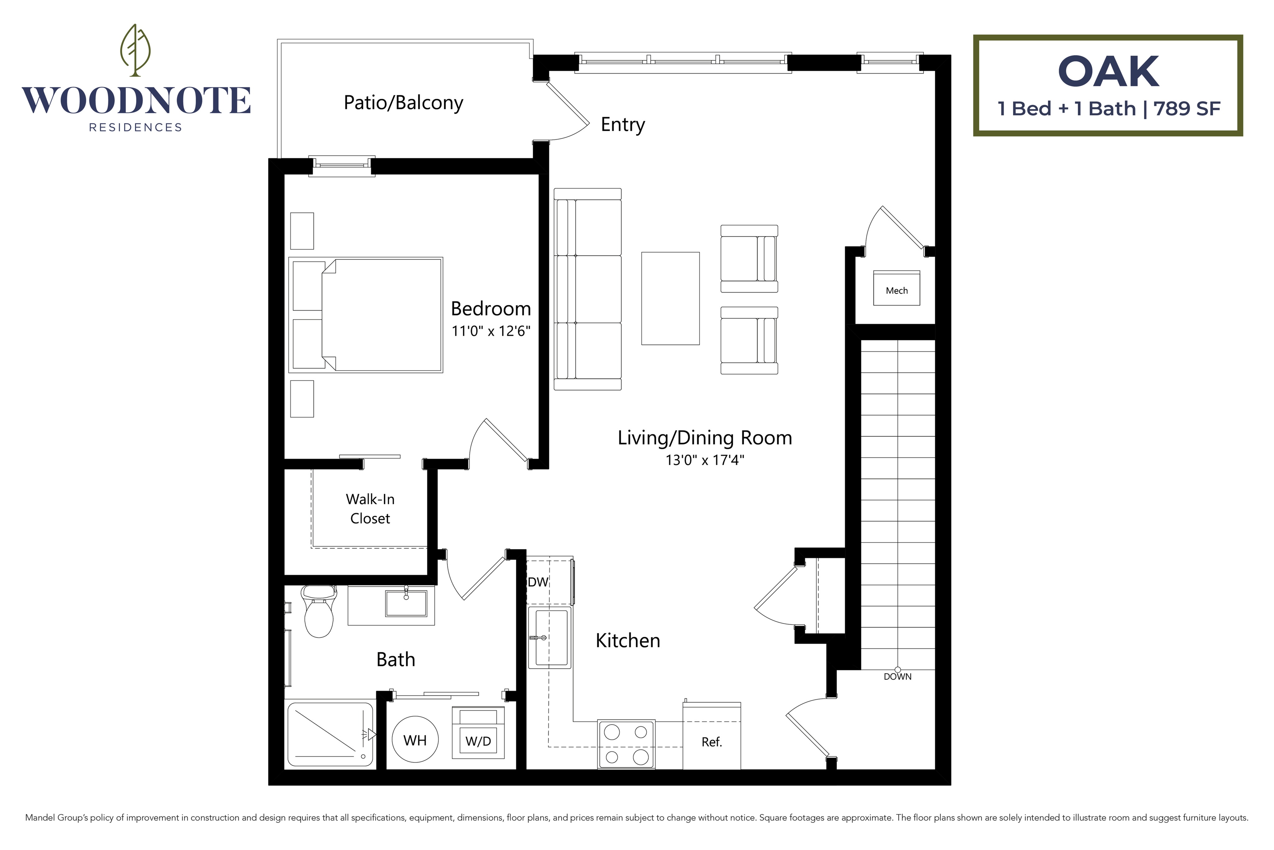 Oak 1 Bed Apartment Woodnote Residences