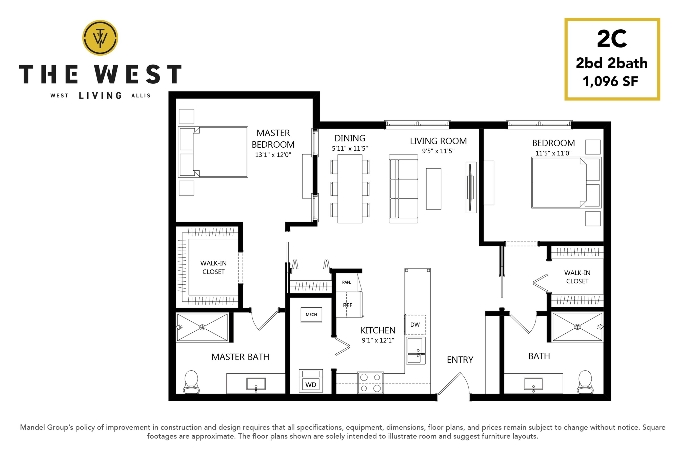2C | 2 Bed Apartment | The West Living