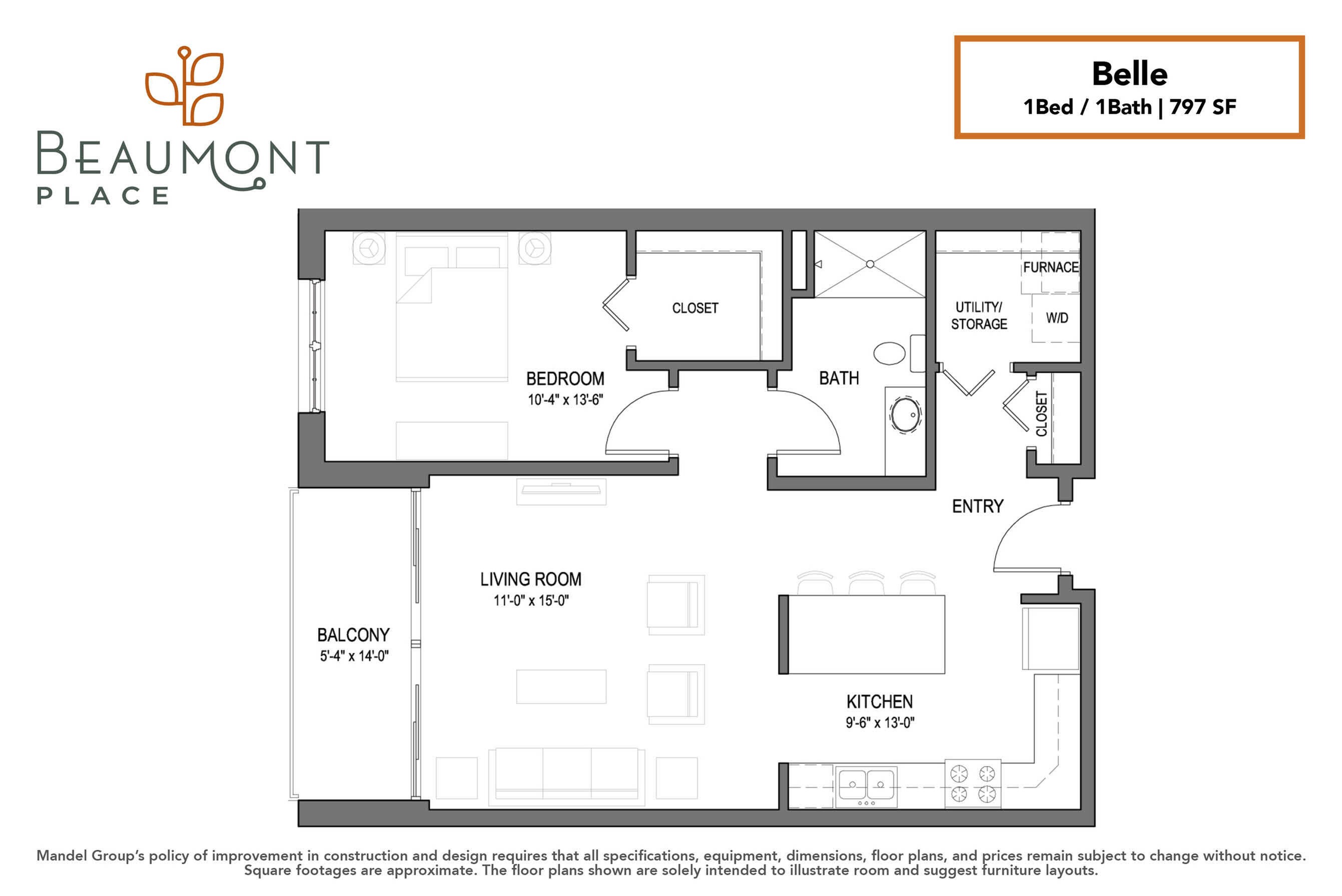 Belle 1 Bed Apartment Beaumont Place Apartments