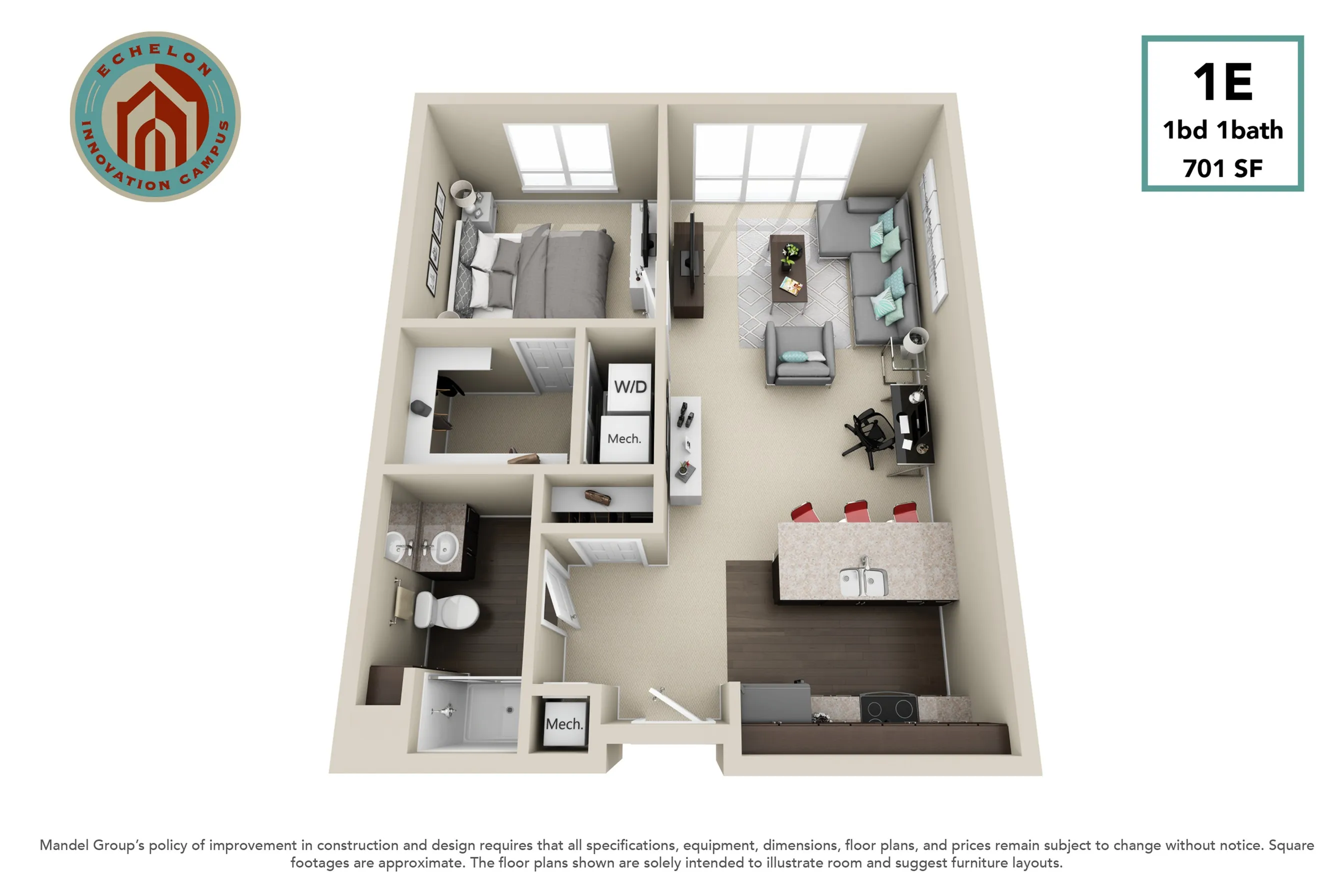 1E 1 Bed Apartment Echelon Apartments at Innovation Campus