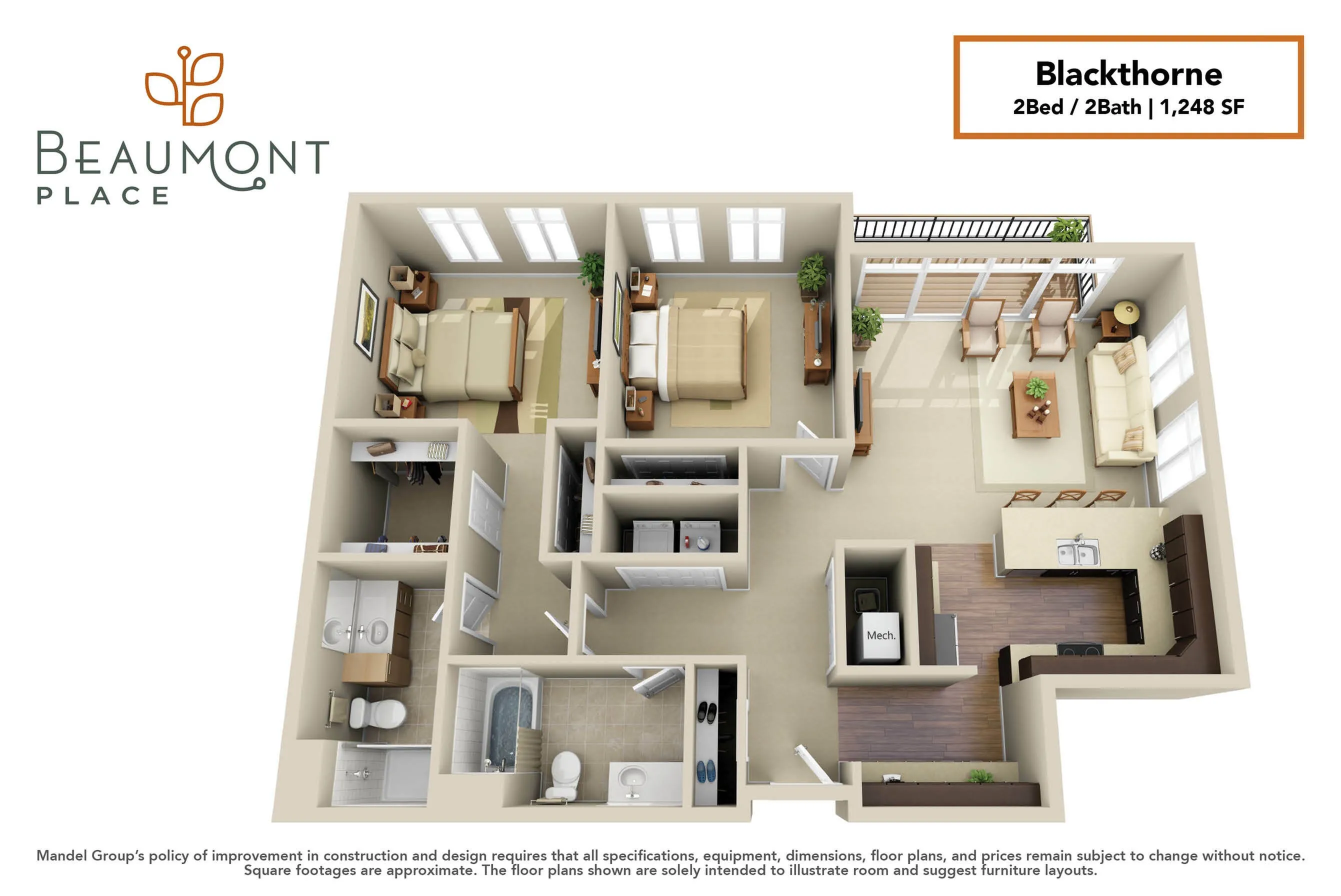 Blackthorne 2 Bed Apartment Beaumont Place Apartments