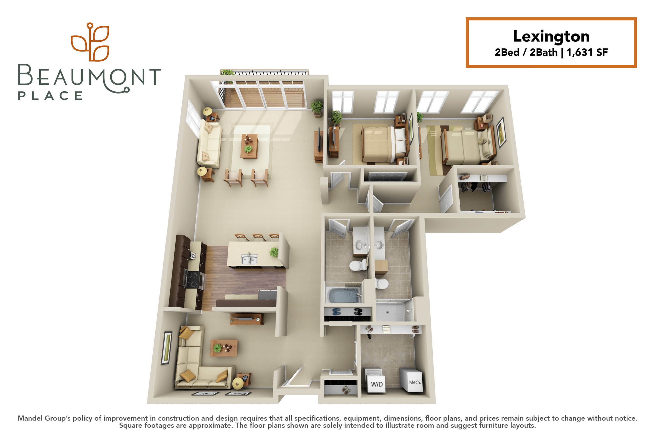 Lexington 2 Bed Apartment Beaumont Place Apartments