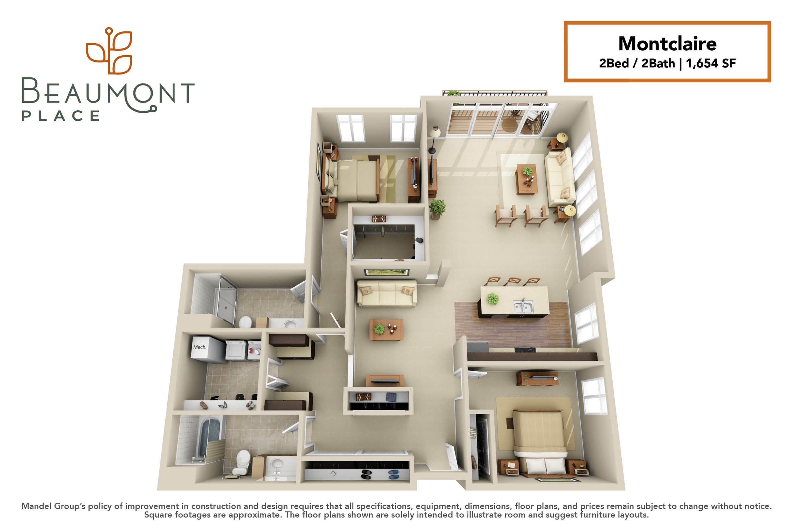 Montclaire 2 Bed Apartment Beaumont Place Apartments