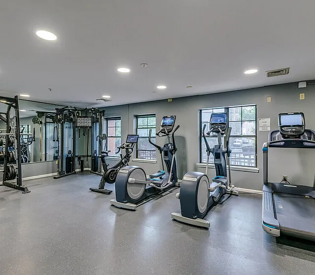 Spacious and modern gym with high-quality cardio machines and versatile weight equipment, perfect for staying fit and healthy.
