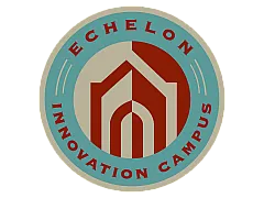 Echelon Innovation Campus logo with a modern architectural design featuring bold geometric shapes and vibrant colors.