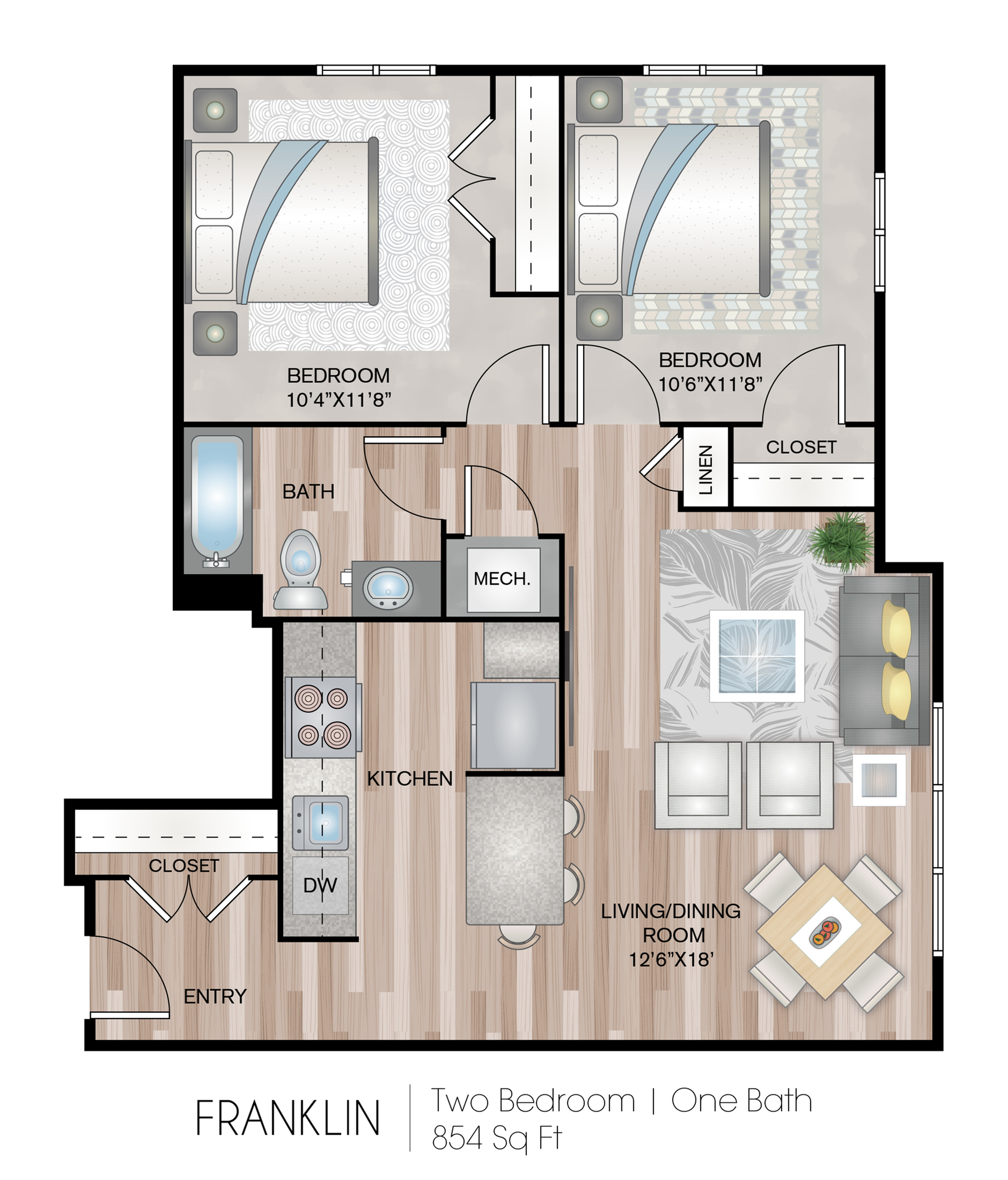 854 Square Feet
