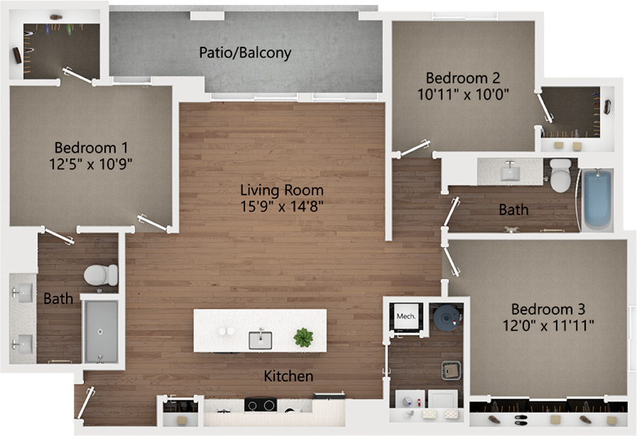 Steel | 3 Bed Apartment | Acero at the Stadium