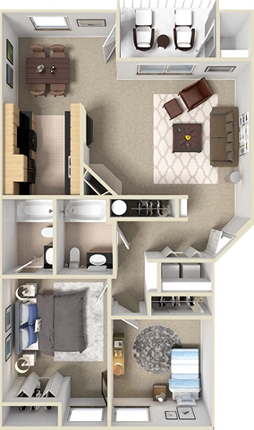 Gold A 3D Floor Plan