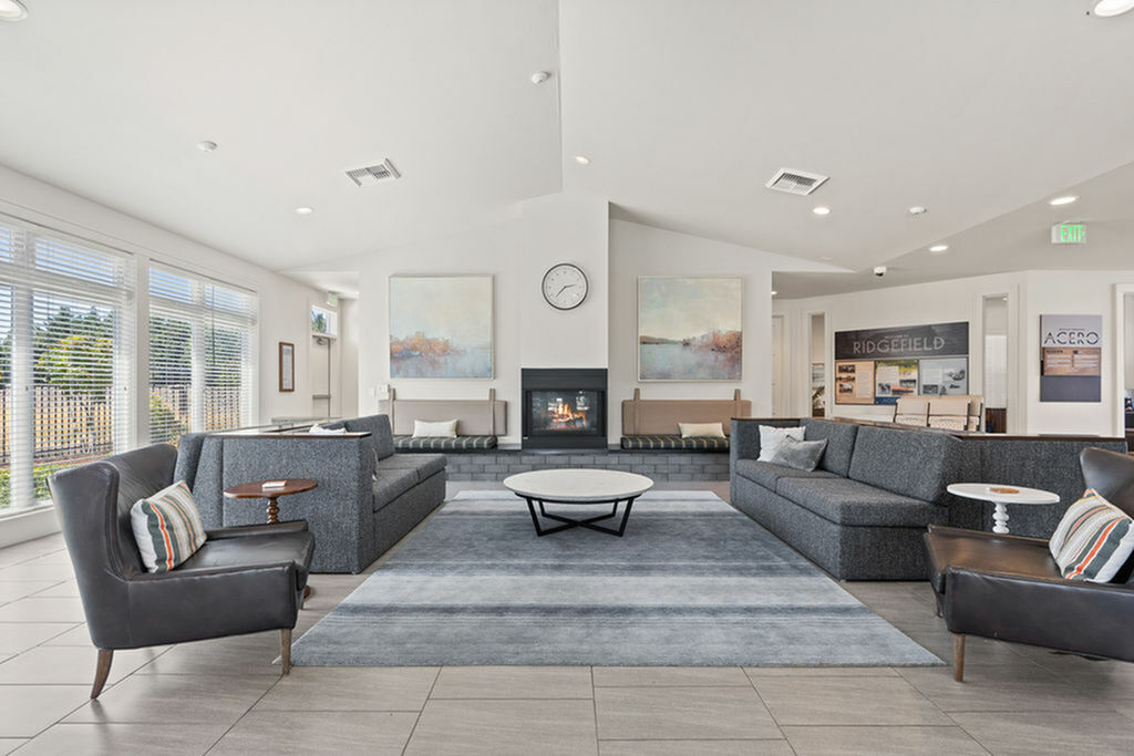 community clubhouse with fireplace
