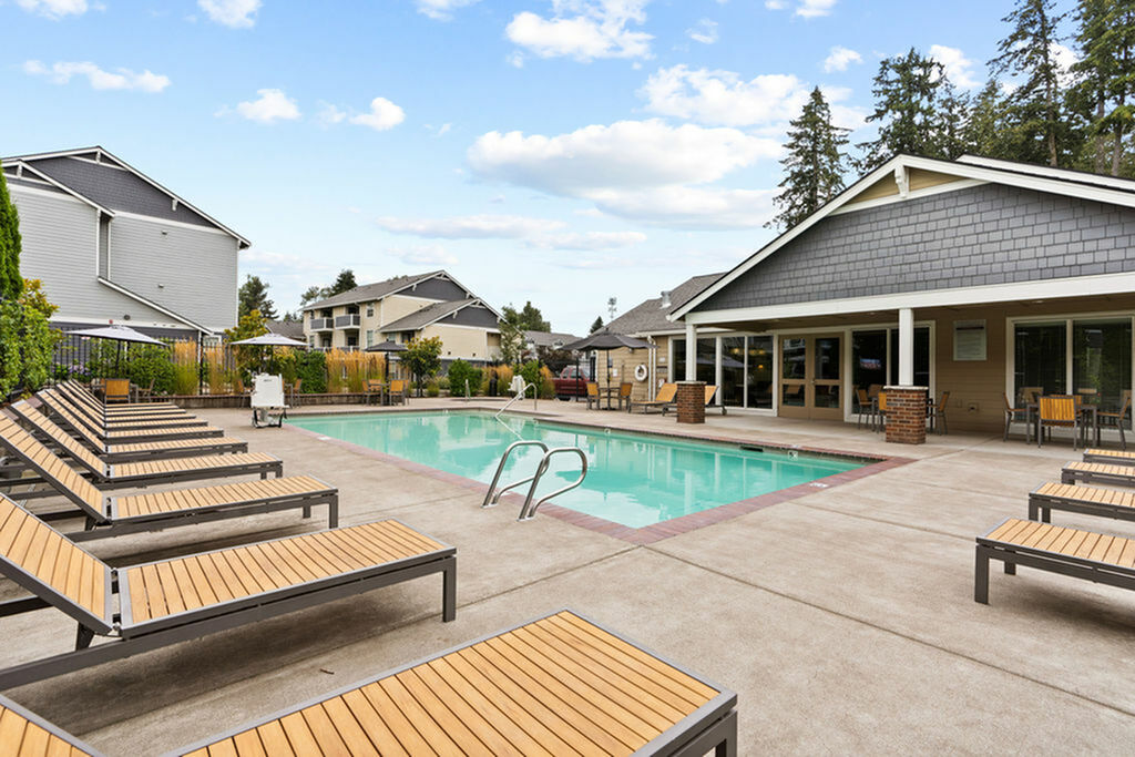 pool with lounge seating