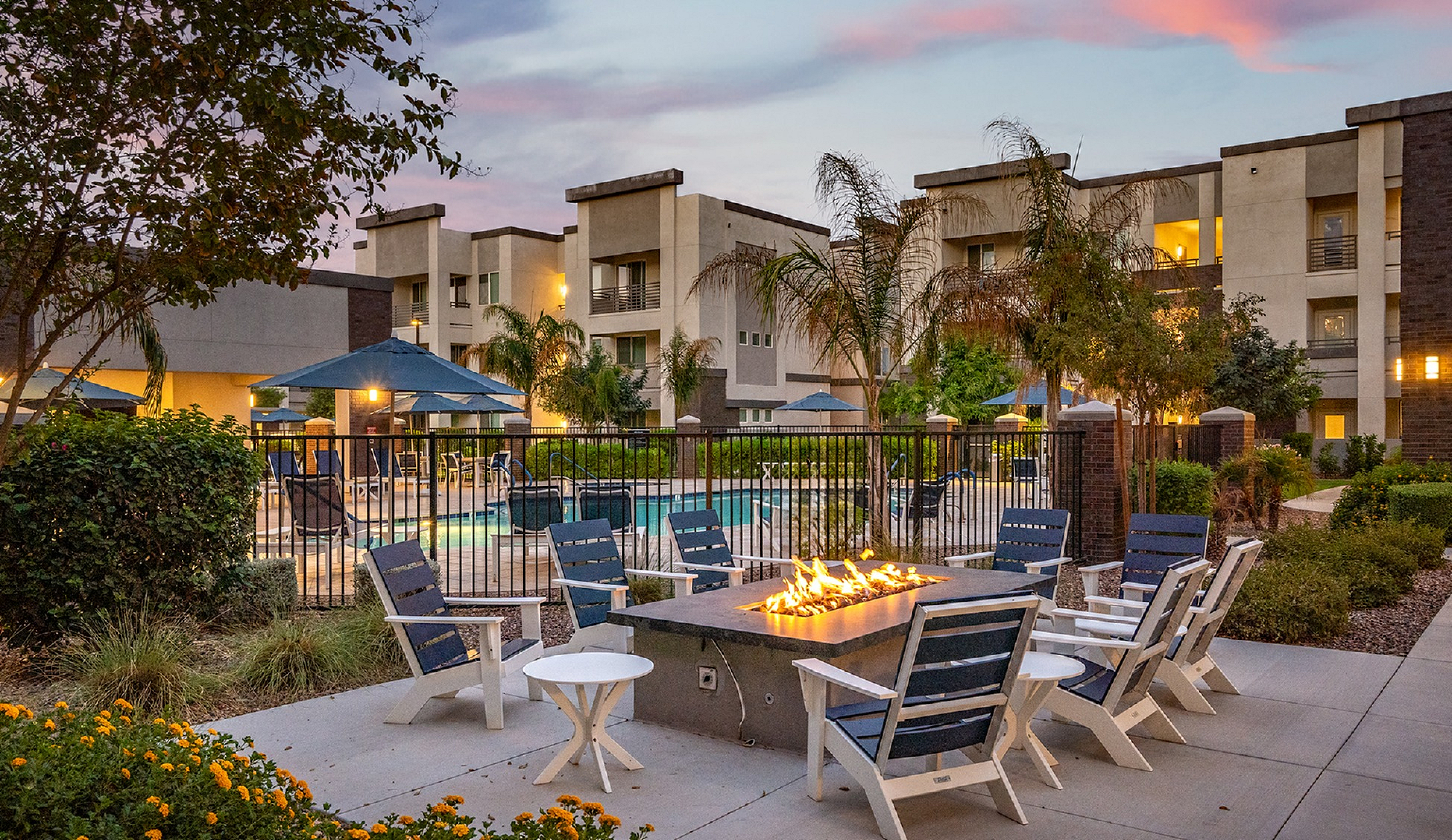 Acero Cooley Station apartments - Outdoor Fire Pit near Resort-style pool in Gilbert, AZ