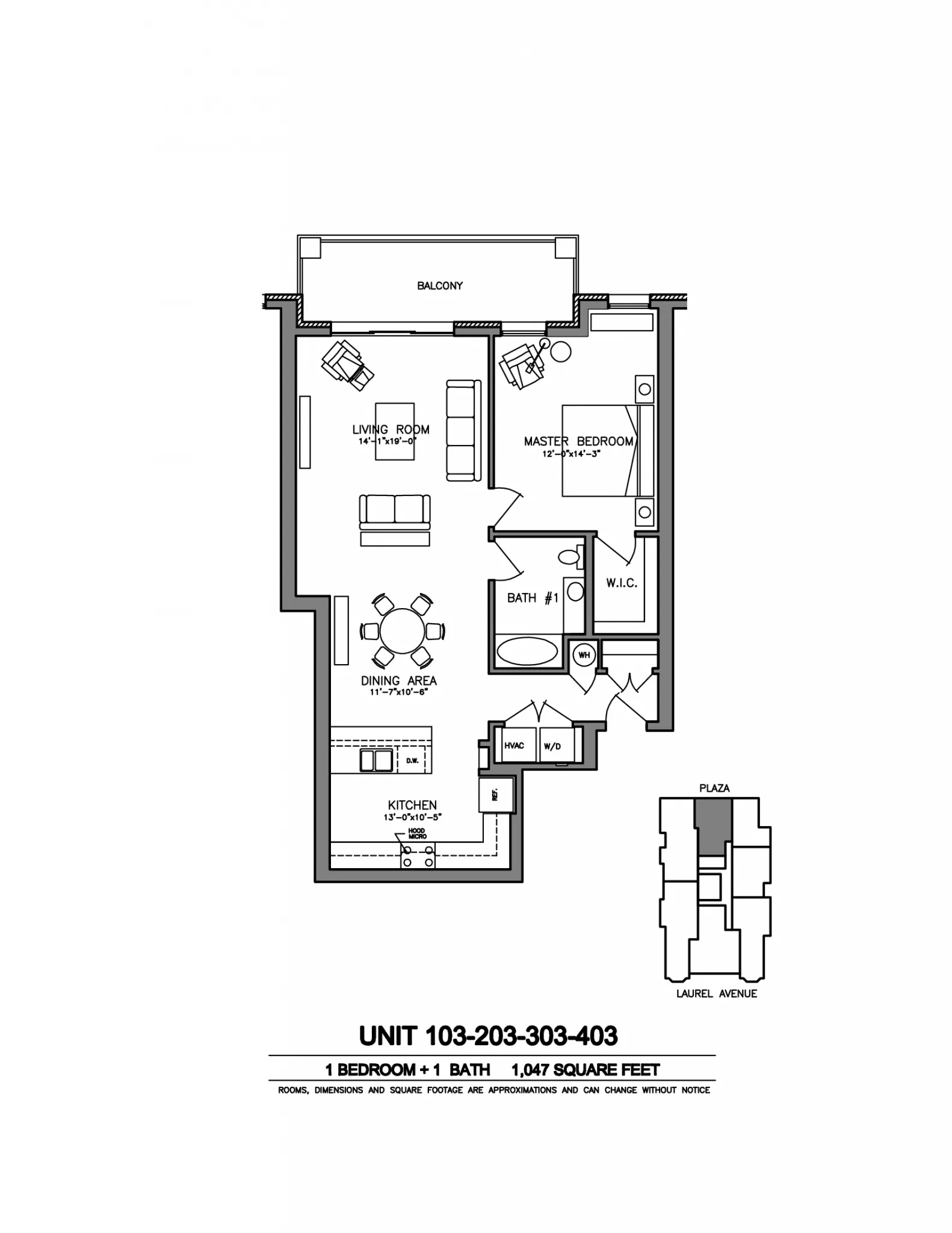 Laurel Apartments - 1 Bedroom  1 Bath (1B)