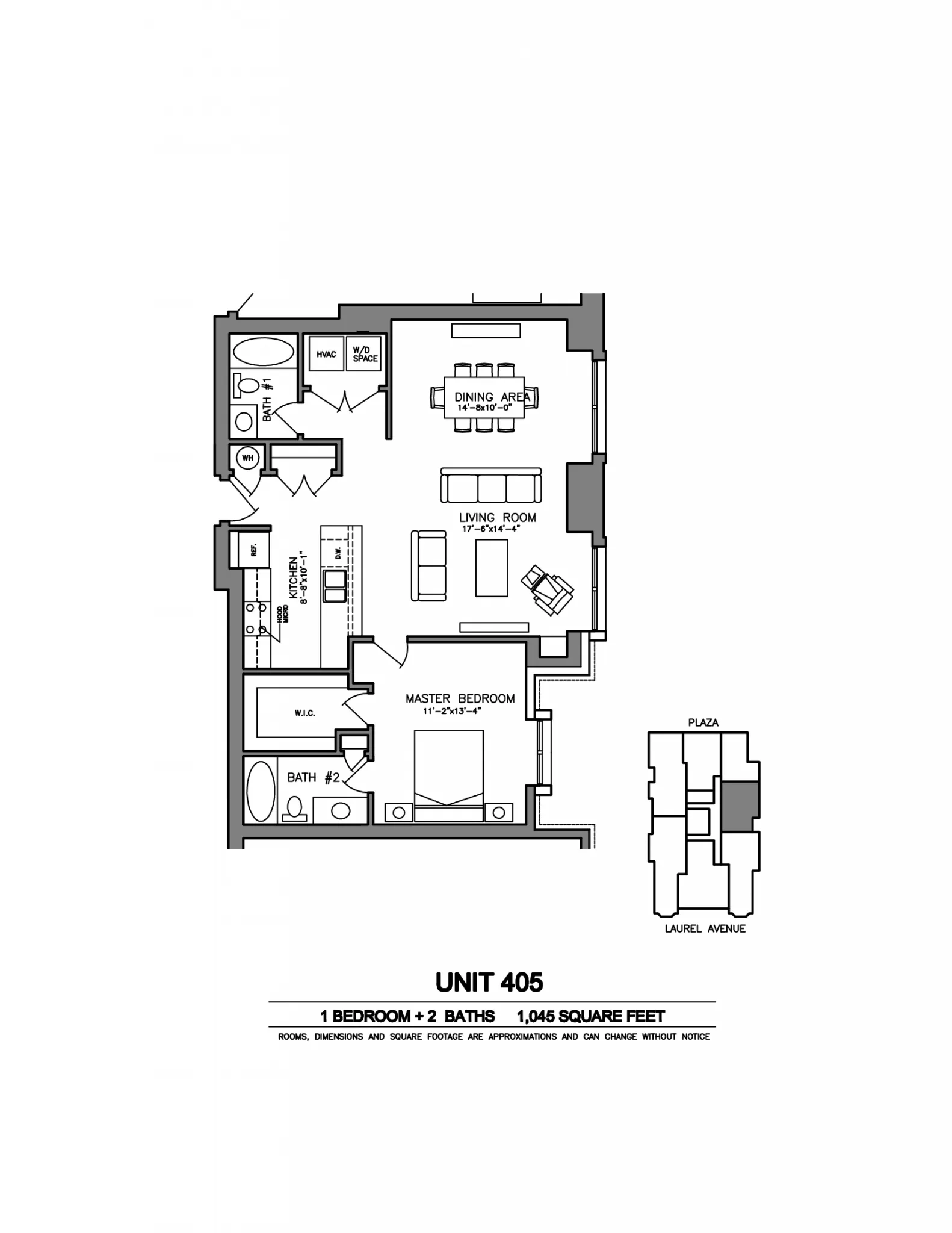 Laurel Apartments - 1 Bedroom  2 Baths (1D)