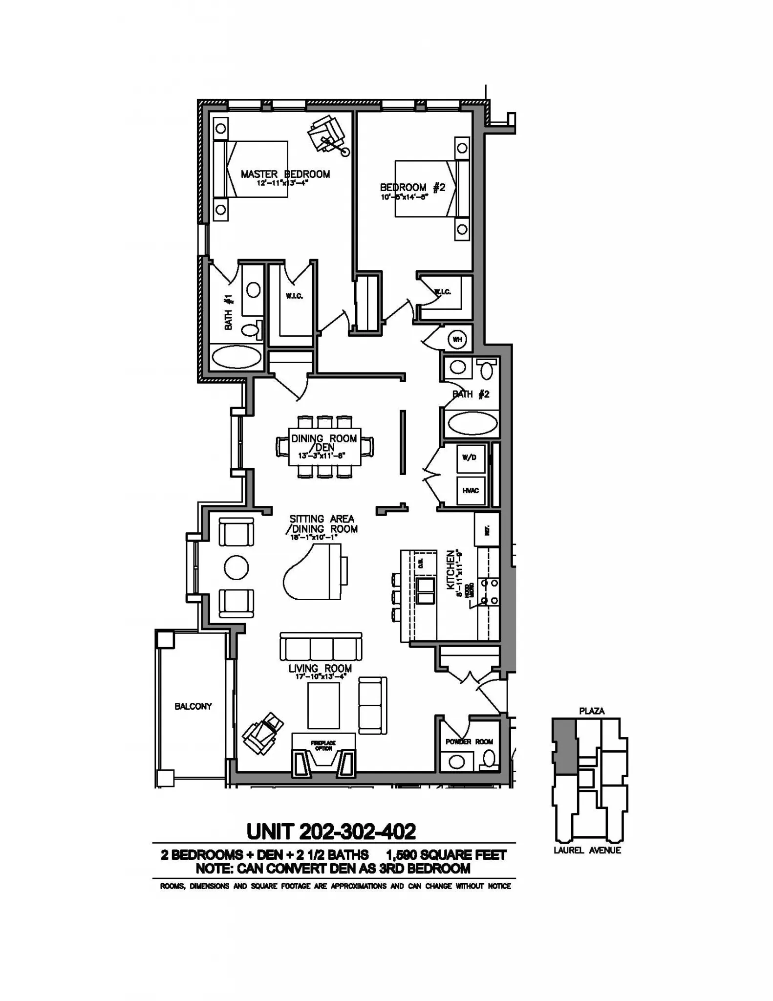 Laurel Apartments - 2 Bedrooms 2 1/2 Bath (3B)