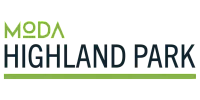 Moda Highland Park logo with green and black text on a white background.