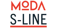 Vibrant MODA S-LINE logo with bold red and black typography.