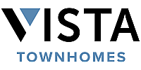Vista Townhomes logo featuring a sleek and modern design with bold typography.