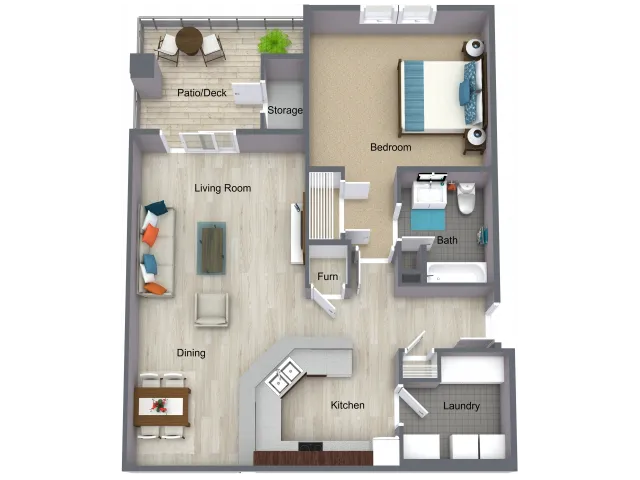 One Bedroom Apartment Floorplan - I STREET Modern Apartments - Bentonville Arkansas